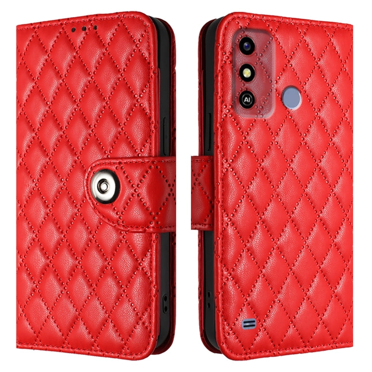 For ZTE Blade A53 Rhombic Texture Flip Leather Phone Case with Lanyard