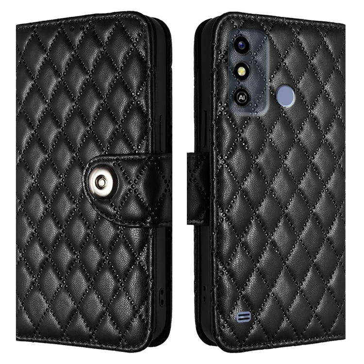 For ZTE Blade A53 Rhombic Texture Flip Leather Phone Case with Lanyard