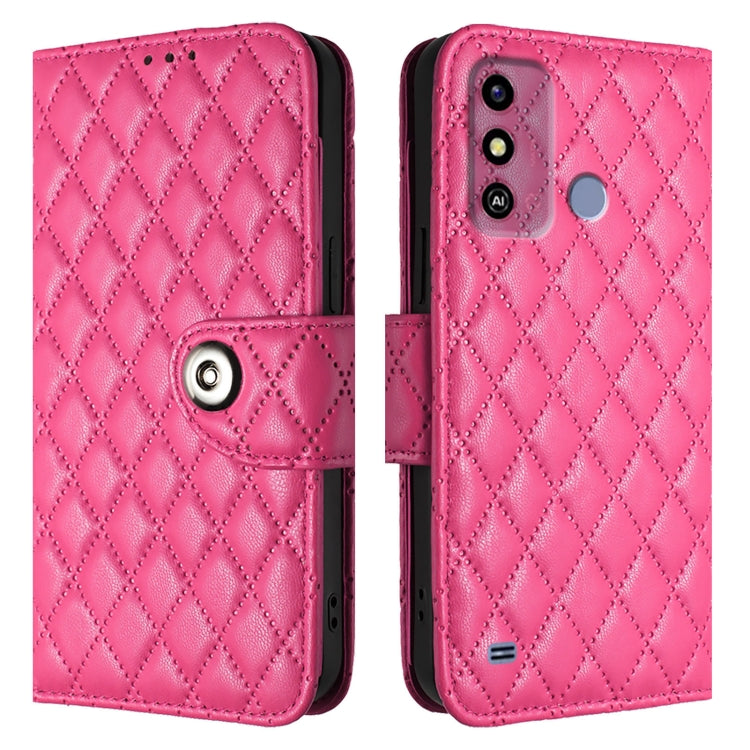 For ZTE Blade A53 Rhombic Texture Flip Leather Phone Case with Lanyard