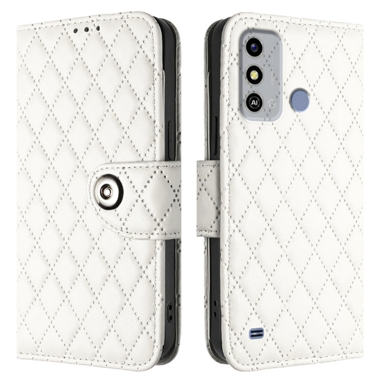 For ZTE Blade A53 Rhombic Texture Flip Leather Phone Case with Lanyard