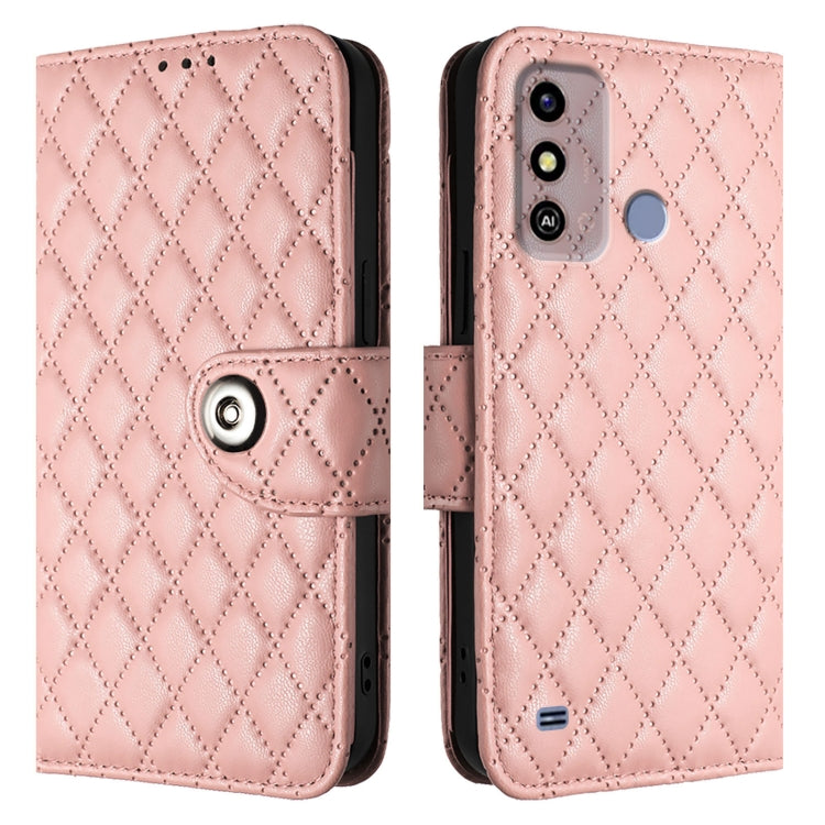 For ZTE Blade A53 Rhombic Texture Flip Leather Phone Case with Lanyard