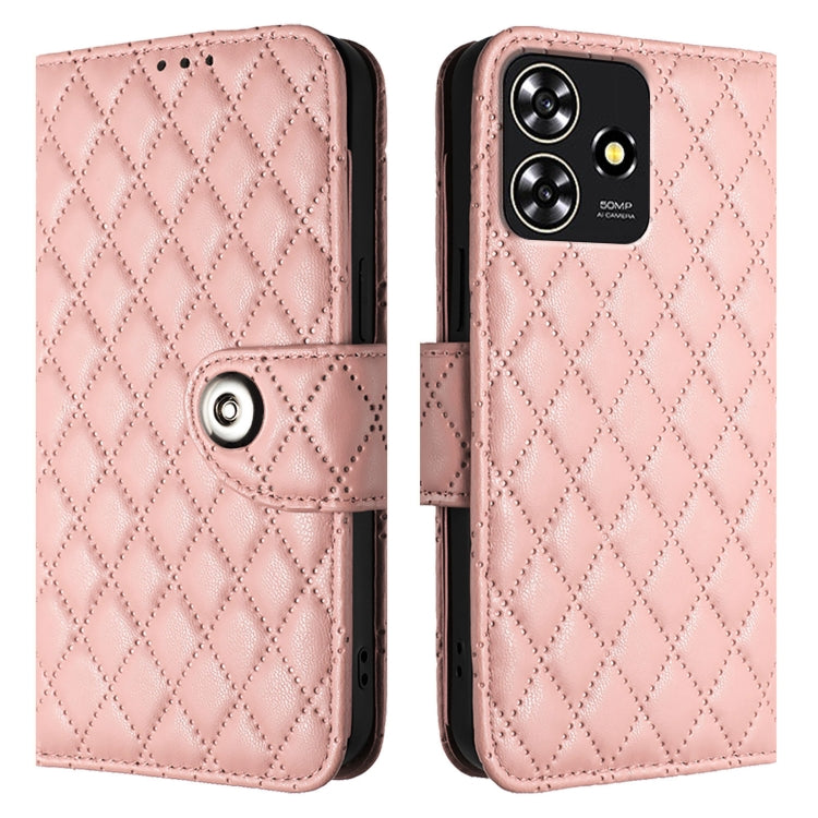 For ZTE Blade A73 4G Rhombic Texture Flip Leather Phone Case with Lanyard