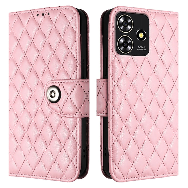 For ZTE Blade A73 4G Rhombic Texture Flip Leather Phone Case with Lanyard