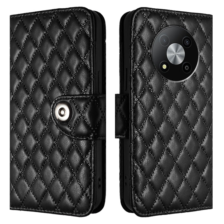 For ZTE Blade A73 5G Rhombic Texture Flip Leather Phone Case with Lanyard