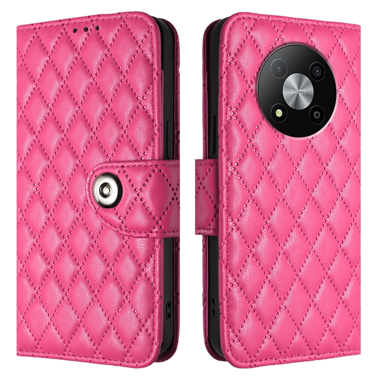 For ZTE Blade A73 5G Rhombic Texture Flip Leather Phone Case with Lanyard