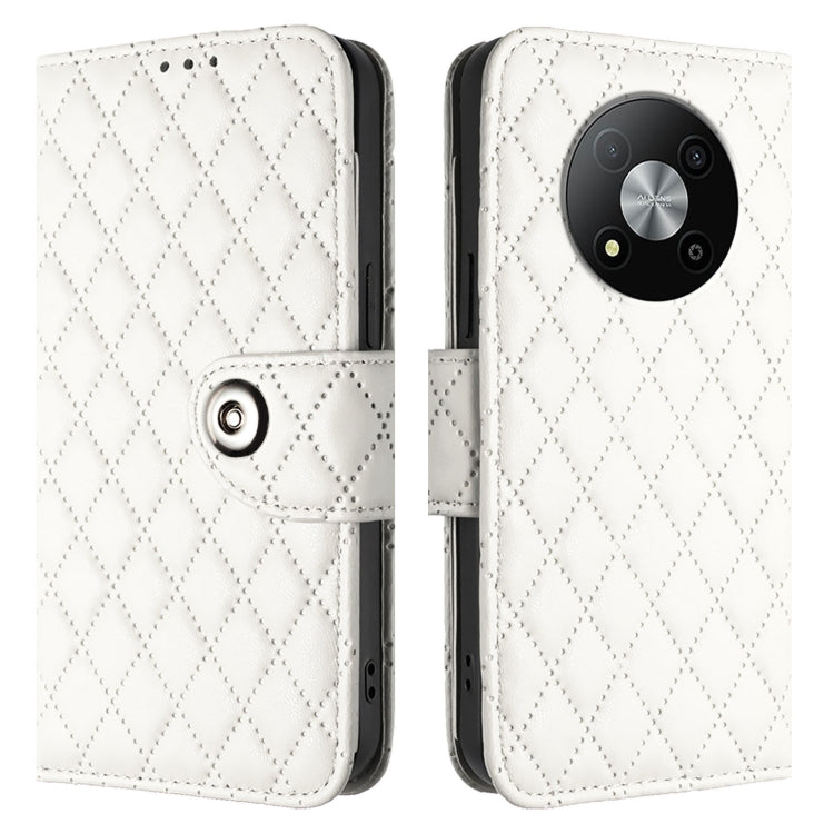 For ZTE Blade A73 5G Rhombic Texture Flip Leather Phone Case with Lanyard