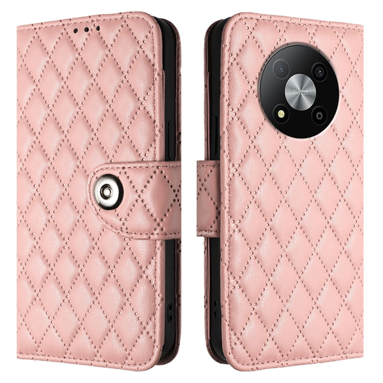 For ZTE Blade A73 5G Rhombic Texture Flip Leather Phone Case with Lanyard