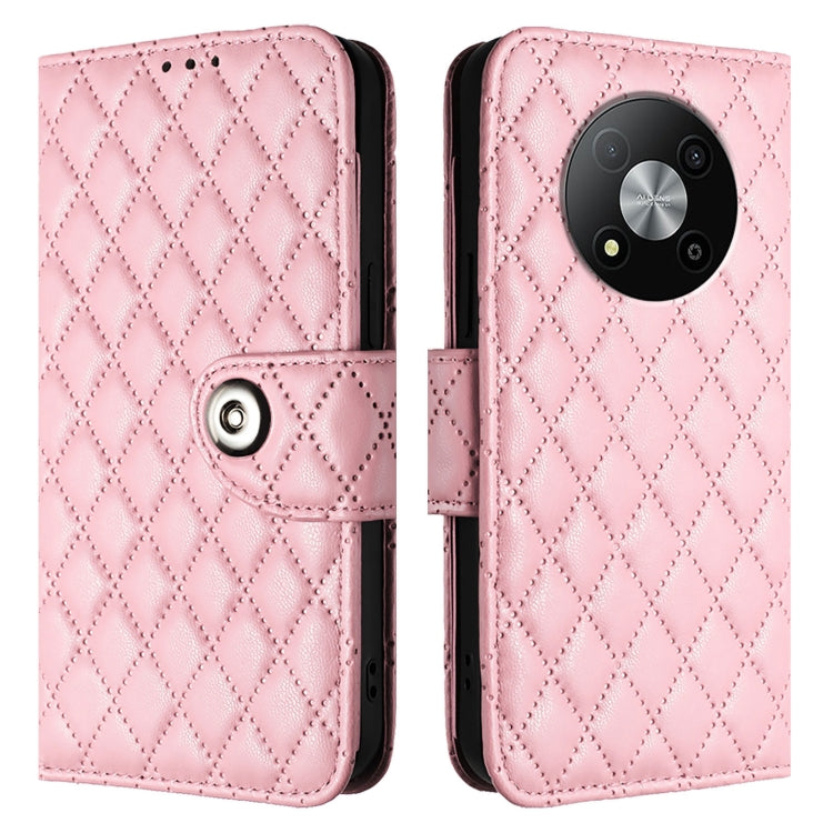 For ZTE Blade A73 5G Rhombic Texture Flip Leather Phone Case with Lanyard