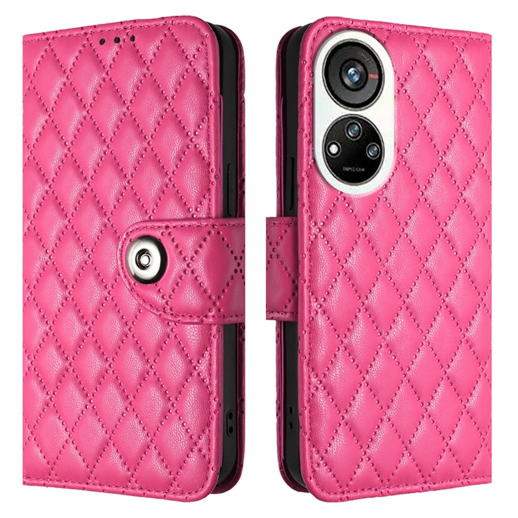 For ZTE Blade V40s Rhombic Texture Flip Leather Phone Case with Lanyard