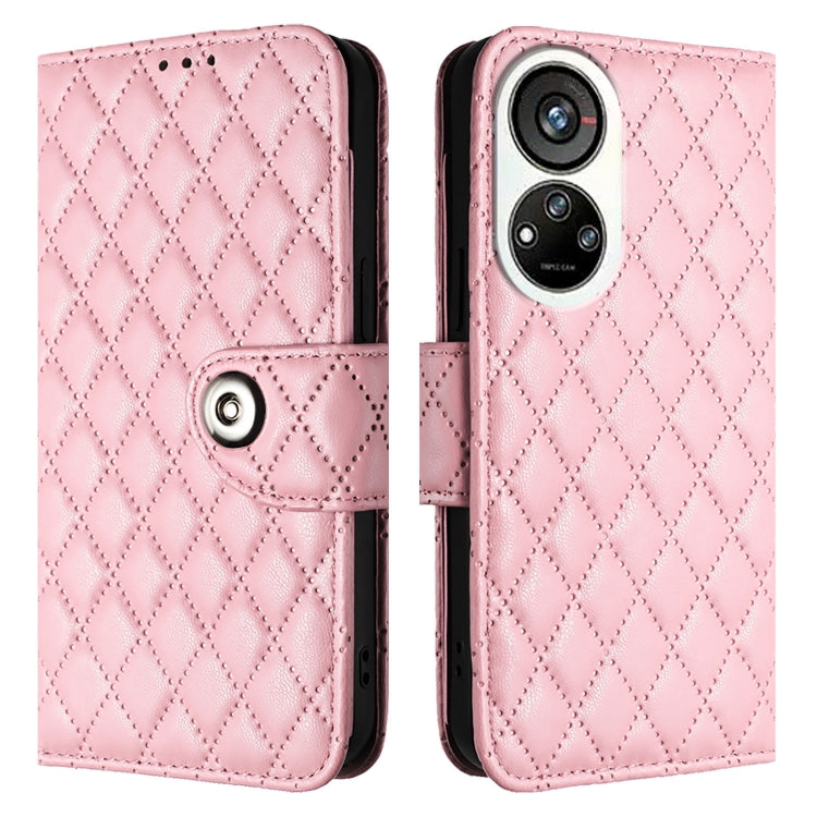 For ZTE Blade V40s Rhombic Texture Flip Leather Phone Case with Lanyard