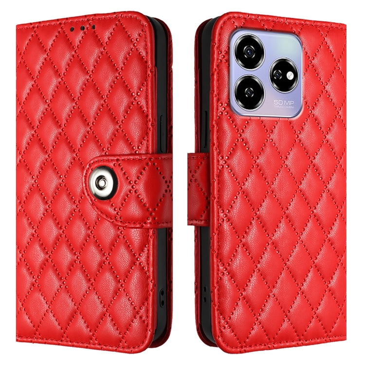 For ZTE Blade V60 / Axon 60 4G Rhombic Texture Flip Leather Phone Case with Lanyard