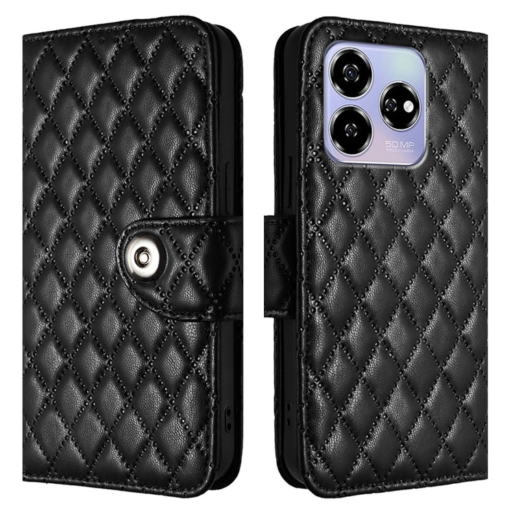 For ZTE Blade V60 / Axon 60 4G Rhombic Texture Flip Leather Phone Case with Lanyard