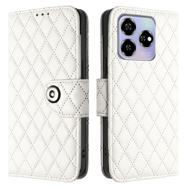 For ZTE Blade V60 / Axon 60 4G Rhombic Texture Flip Leather Phone Case with Lanyard