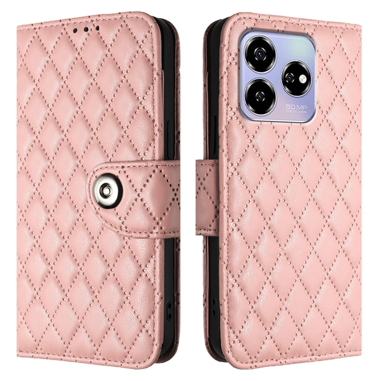 For ZTE Blade V60 / Axon 60 4G Rhombic Texture Flip Leather Phone Case with Lanyard