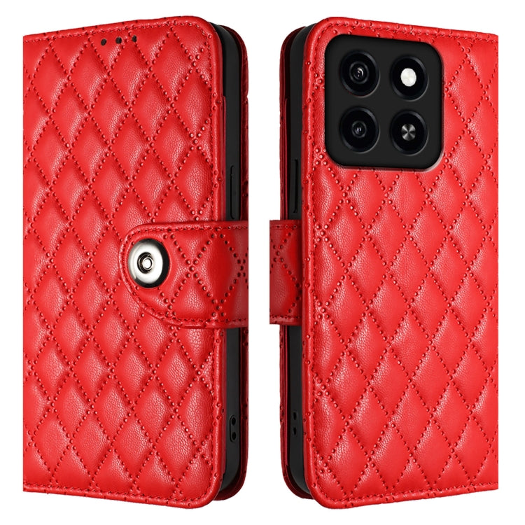 For ZTE Blade A35 / A55 Rhombic Texture Flip Leather Phone Case with Lanyard