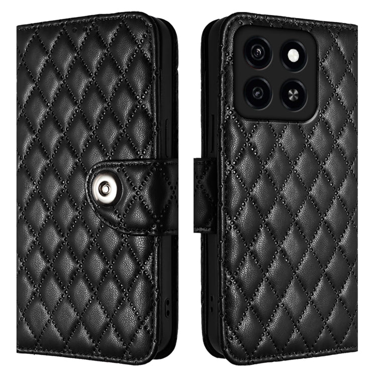 For ZTE Blade A35 / A55 Rhombic Texture Flip Leather Phone Case with Lanyard