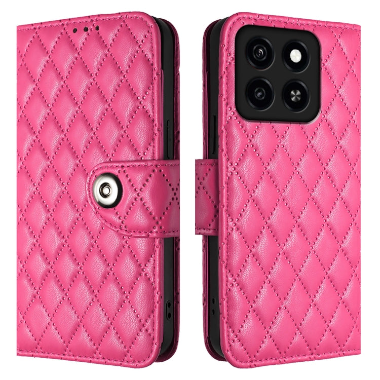 For ZTE Blade A35 / A55 Rhombic Texture Flip Leather Phone Case with Lanyard