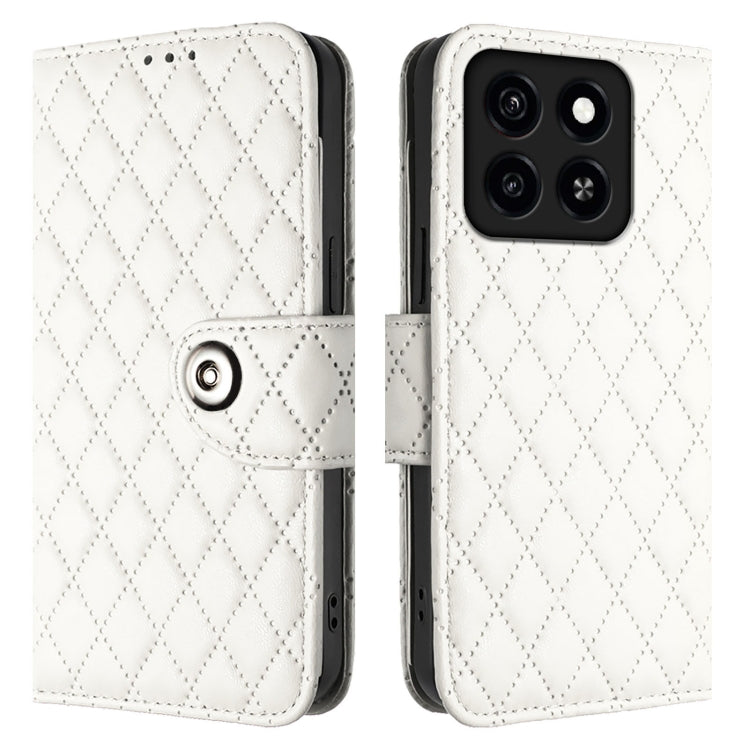 For ZTE Blade A35 / A55 Rhombic Texture Flip Leather Phone Case with Lanyard