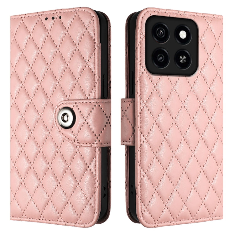 For ZTE Blade A35 / A55 Rhombic Texture Flip Leather Phone Case with Lanyard