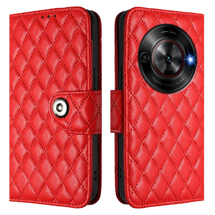 For ZTE Blade A75 5G Rhombic Texture Flip Leather Phone Case with Lanyard