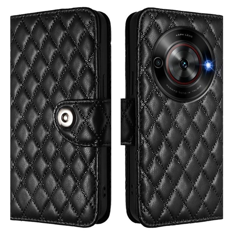 For ZTE Blade A75 5G Rhombic Texture Flip Leather Phone Case with Lanyard