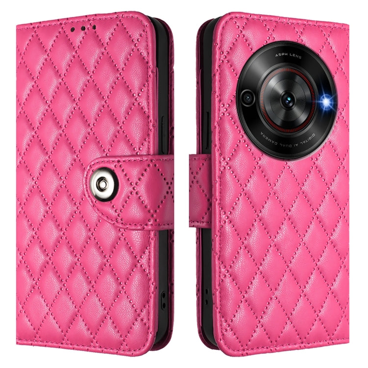 For ZTE Blade A75 5G Rhombic Texture Flip Leather Phone Case with Lanyard