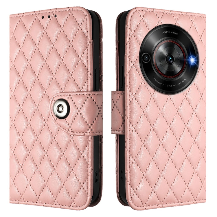 For ZTE Blade A75 5G Rhombic Texture Flip Leather Phone Case with Lanyard
