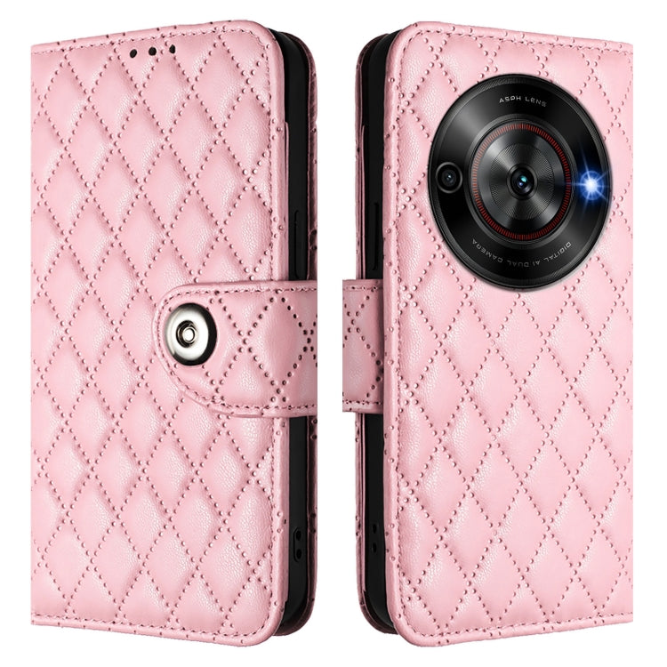 For ZTE Blade A75 5G Rhombic Texture Flip Leather Phone Case with Lanyard