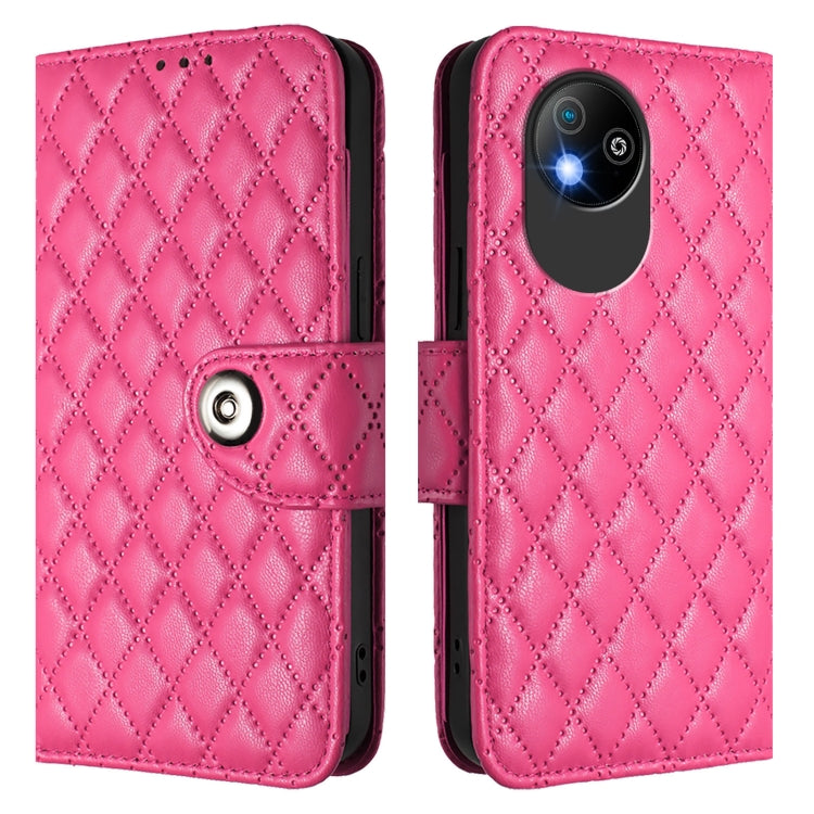 For ZTE Blade A35 Lite Rhombic Texture Flip Leather Phone Case with Lanyard