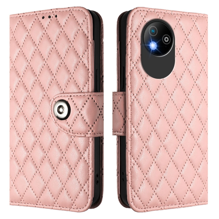 For ZTE Blade A35 Lite Rhombic Texture Flip Leather Phone Case with Lanyard