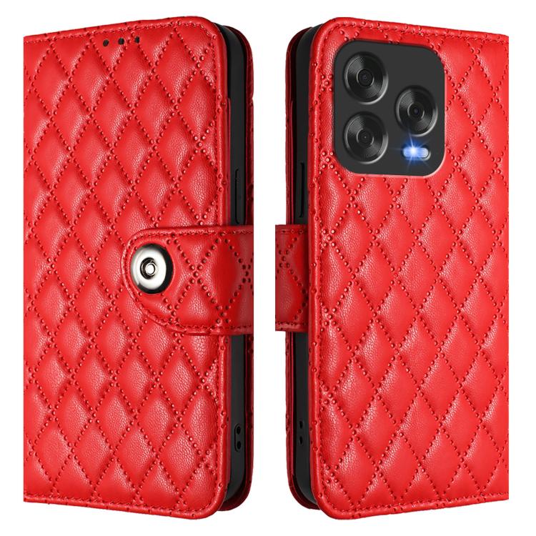 For ZTE Blade V70 Design Rhombic Texture Flip Leather Phone Case with Lanyard