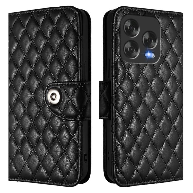 For ZTE Blade V70 Design Rhombic Texture Flip Leather Phone Case with Lanyard