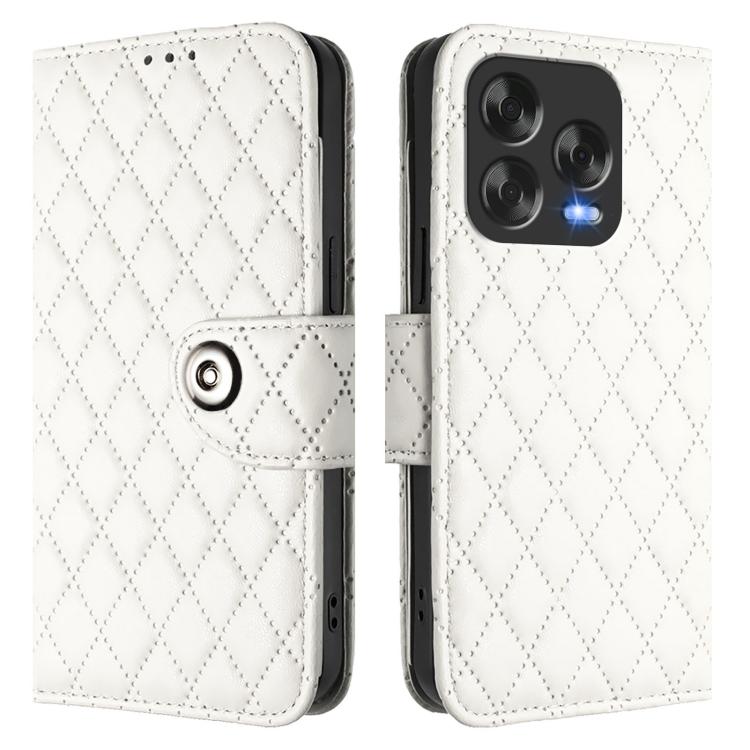 For ZTE Blade V70 Design Rhombic Texture Flip Leather Phone Case with Lanyard
