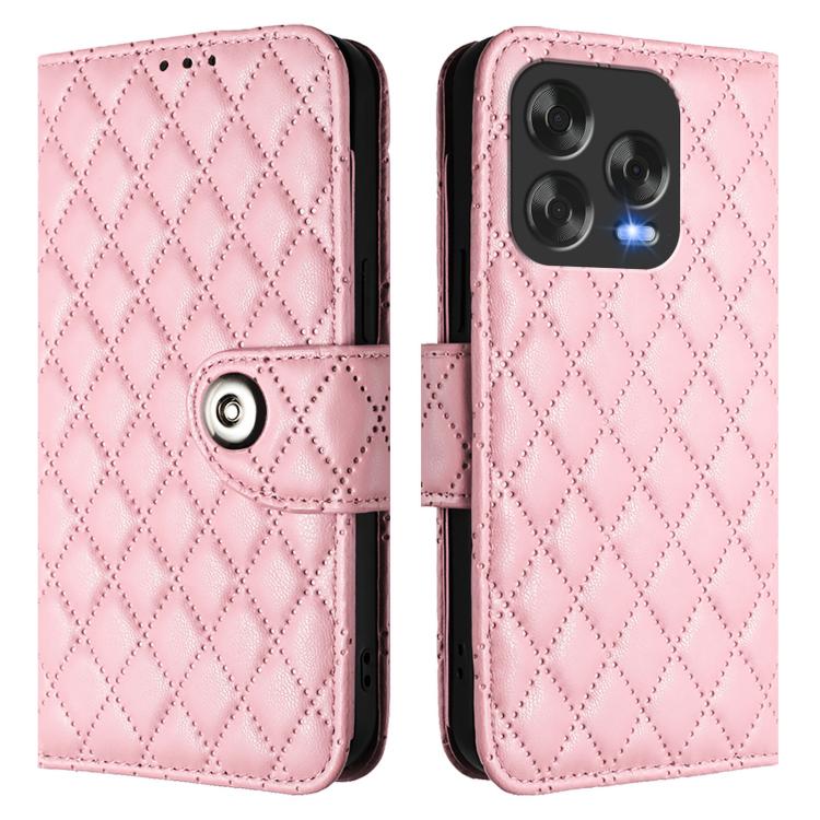 For ZTE Blade V70 Design Rhombic Texture Flip Leather Phone Case with Lanyard