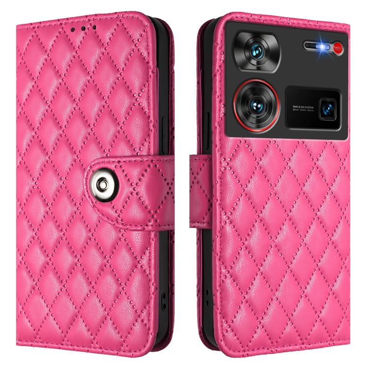For ZTE nubia Z60 Ultra Rhombic Texture Flip Leather Phone Case with Lanyard