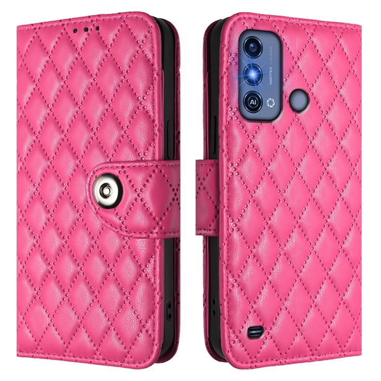 For ZTE Blade A53 Pro Rhombic Texture Flip Leather Phone Case with Lanyard