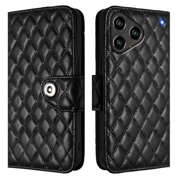 For ZTE Blade A76 4G Rhombic Texture Flip Leather Phone Case with Lanyard