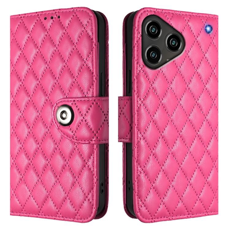 For ZTE Blade A76 4G Rhombic Texture Flip Leather Phone Case with Lanyard