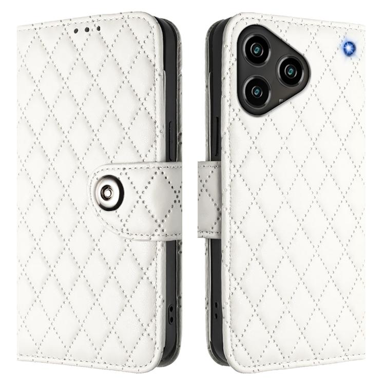For ZTE Blade A76 4G Rhombic Texture Flip Leather Phone Case with Lanyard