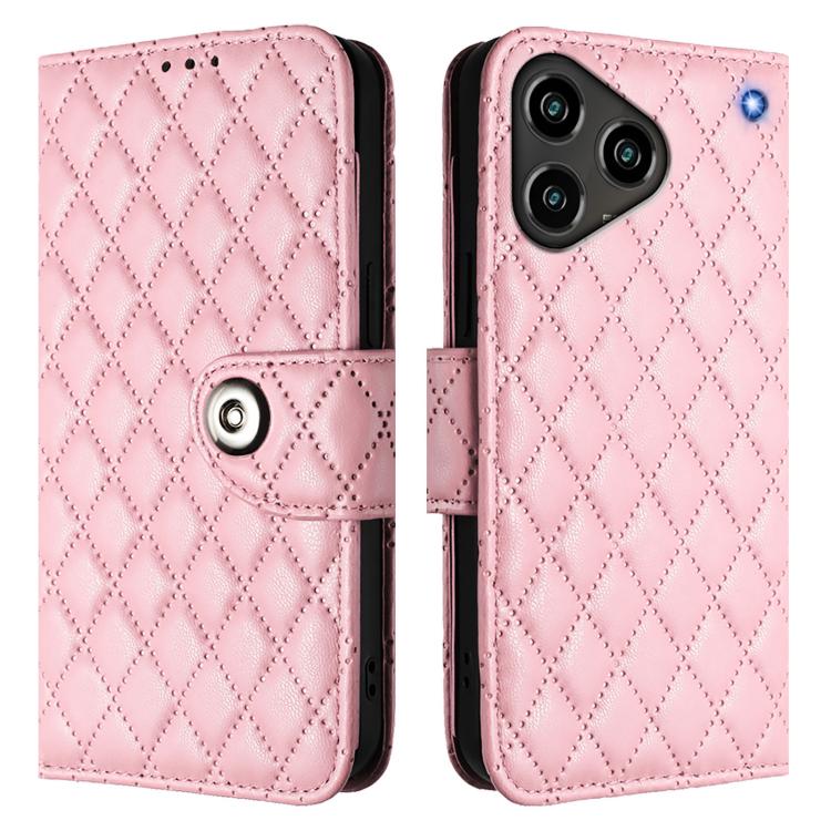 For ZTE Blade A76 4G Rhombic Texture Flip Leather Phone Case with Lanyard