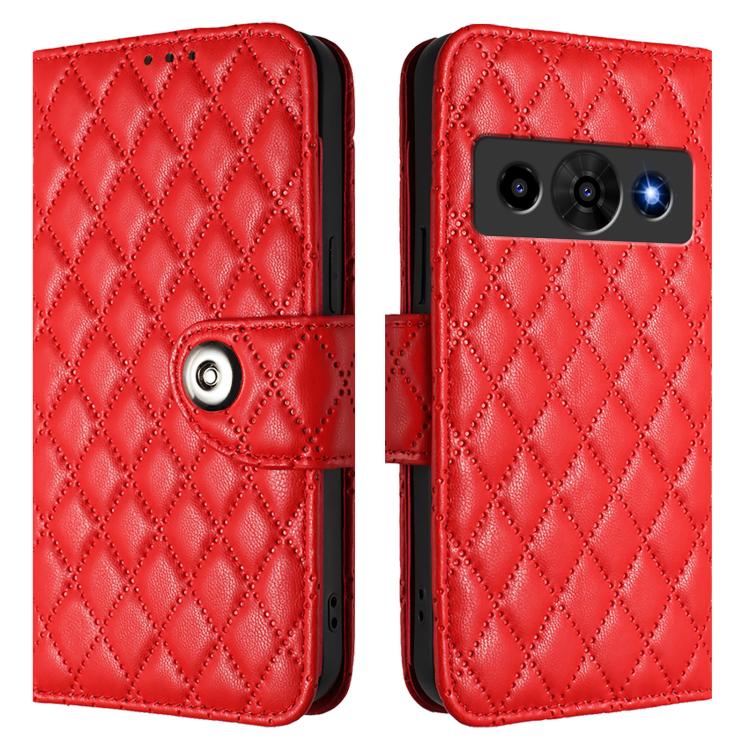 For ZTE Nubia P7 Pro 5G / Optus X Value 5G Rhombic Texture Flip Leather Phone Case with Lanyard
