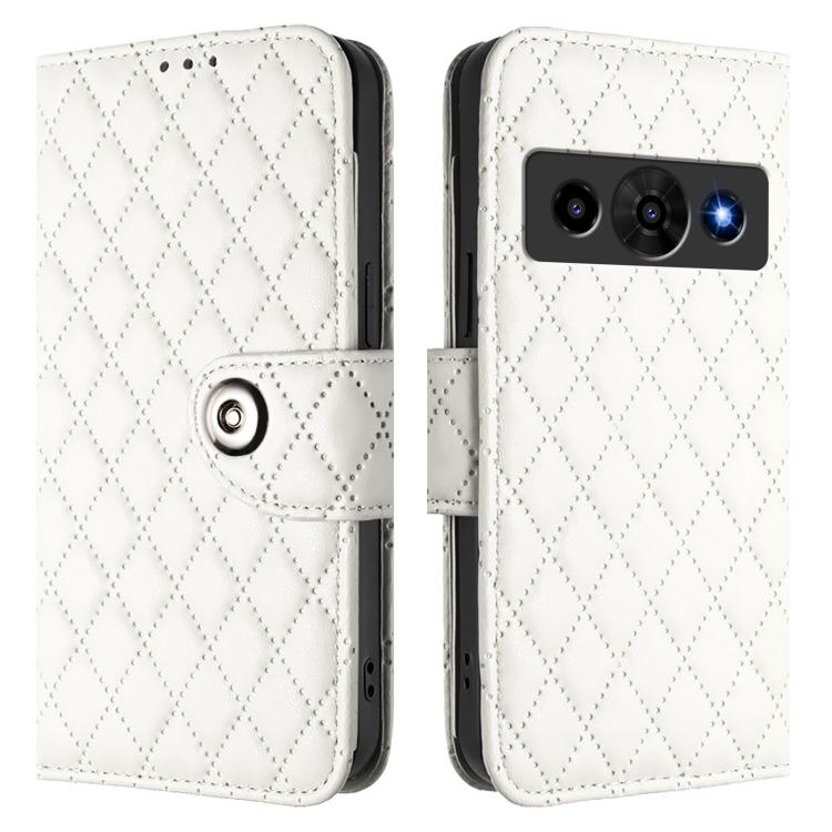 For ZTE Nubia P7 Pro 5G / Optus X Value 5G Rhombic Texture Flip Leather Phone Case with Lanyard