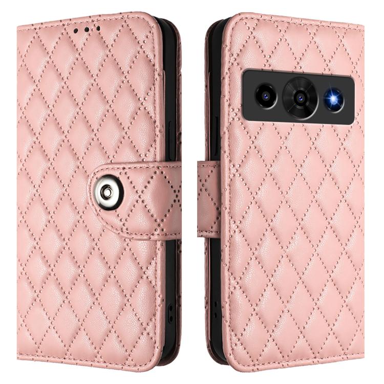 For ZTE Nubia P7 Pro 5G / Optus X Value 5G Rhombic Texture Flip Leather Phone Case with Lanyard