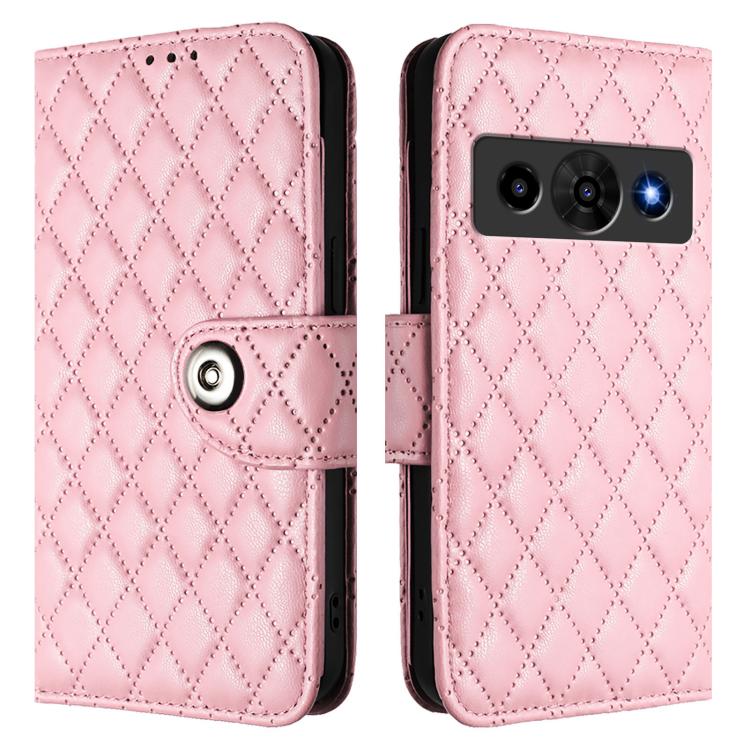 For ZTE Nubia P7 Pro 5G / Optus X Value 5G Rhombic Texture Flip Leather Phone Case with Lanyard
