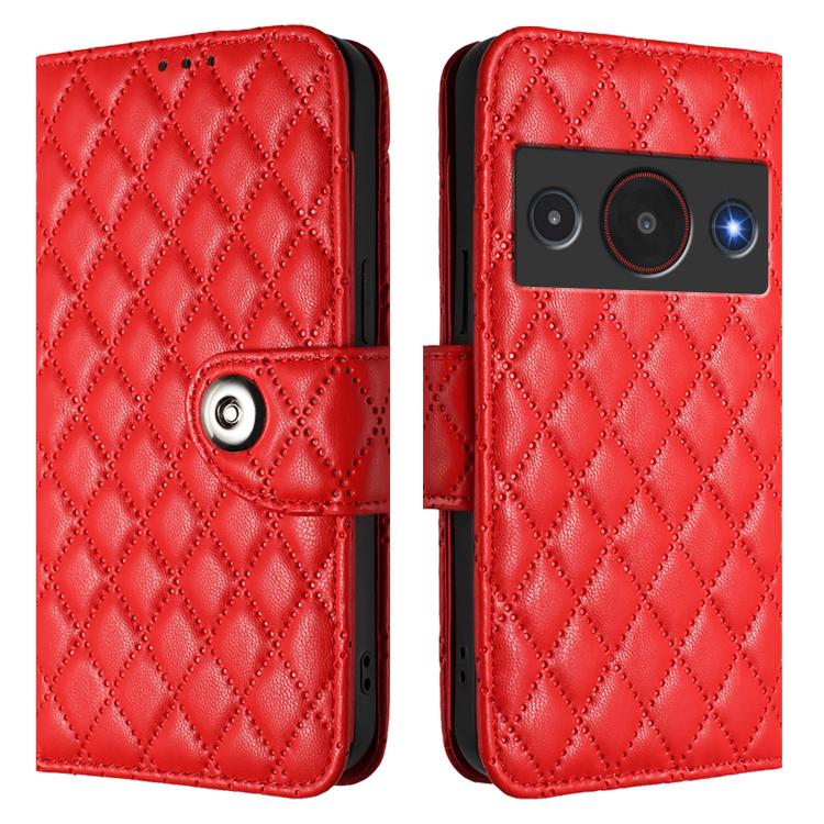 For ZTE Blade A75 Pro 5G / T-Elite 5G Rhombic Texture Flip Leather Phone Case with Lanyard