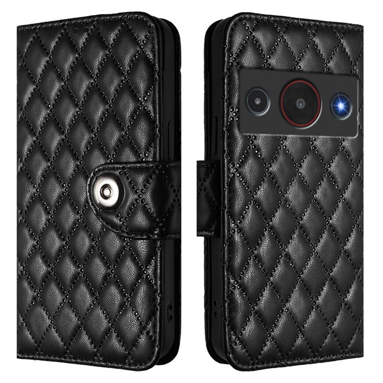 For ZTE Blade A75 Pro 5G / T-Elite 5G Rhombic Texture Flip Leather Phone Case with Lanyard