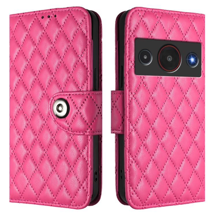 For ZTE Blade A75 Pro 5G / T-Elite 5G Rhombic Texture Flip Leather Phone Case with Lanyard