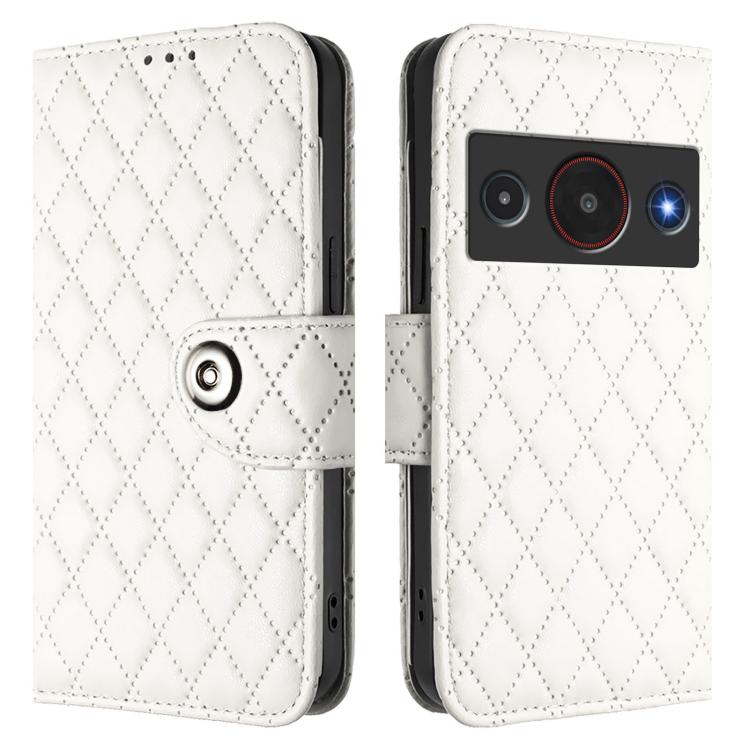 For ZTE Blade A75 Pro 5G / T-Elite 5G Rhombic Texture Flip Leather Phone Case with Lanyard