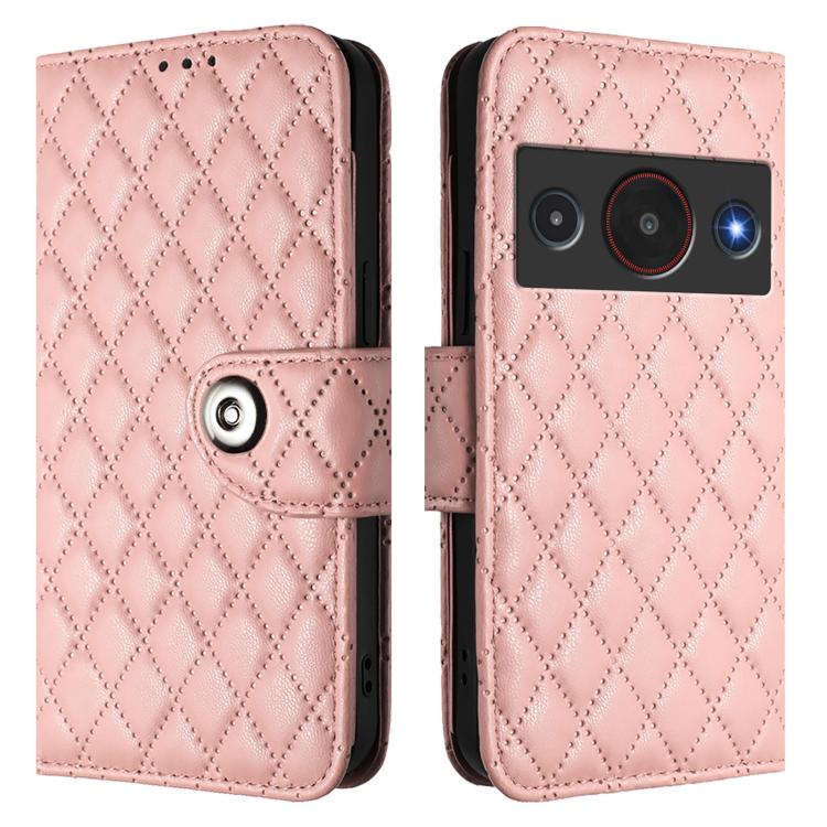 For ZTE Blade A75 Pro 5G / T-Elite 5G Rhombic Texture Flip Leather Phone Case with Lanyard