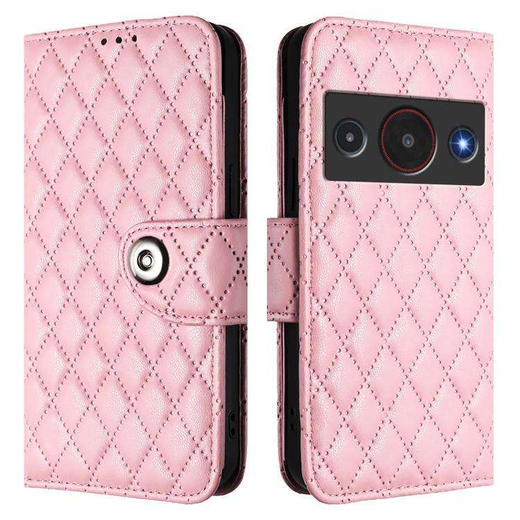 For ZTE Blade A75 Pro 5G / T-Elite 5G Rhombic Texture Flip Leather Phone Case with Lanyard